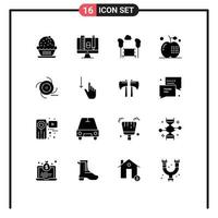 16 creativo icone moderno segni e simboli di nero cibo parco bevande Mela modificabile vettore design elementi