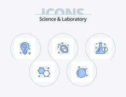 scienza blu icona imballare 5 icona design. Informazioni. sperimentare. modello. bicchiere. virus vettore