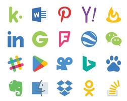20 sociale media icona imballare Compreso bing applicazioni foursquare Google giocare allentamento
