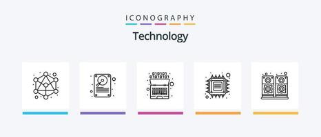 tecnologia linea 5 icona imballare Compreso cervello. tecnico. connessione. inteligente. computer. creativo icone design vettore