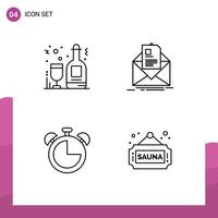 4 creativo icone moderno segni e simboli di alcool allarme vino lettera formazione scolastica modificabile vettore design elementi