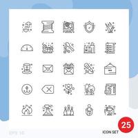 25 utente interfaccia linea imballare di moderno segni e simboli di erba sicuro e-commerce protezione shopping modificabile vettore design elementi