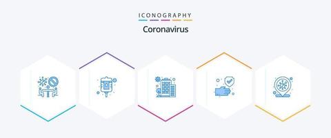 coronavirus 25 blu icona imballare Compreso coronavirus. sicuro. costruzione. protezione. pulito vettore