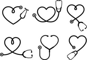 semplice stetoscopio icona con cuore forma. Salute e medicina icone, isolato vettore illustrazione.