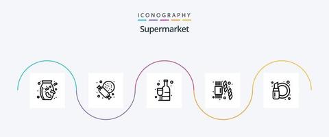 supermercato linea 5 icona imballare Compreso . cosmetici. alcolico. cosmetico. pasta vettore