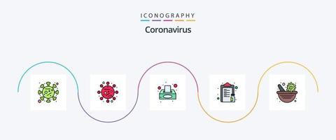 coronavirus linea pieno piatto 5 icona imballare Compreso medicinale. vaccino. scatola. medicinale. droga vettore