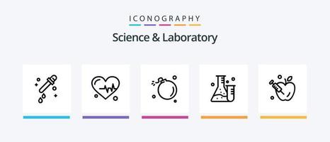 scienza linea 5 icona imballare Compreso . gravità. fisica. Mela. ricerca. creativo icone design vettore