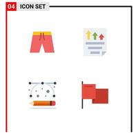 4 universale piatto icona segni simboli di spiaggia design produzione pantaloncini pagina sviluppo utensili modificabile vettore design elementi
