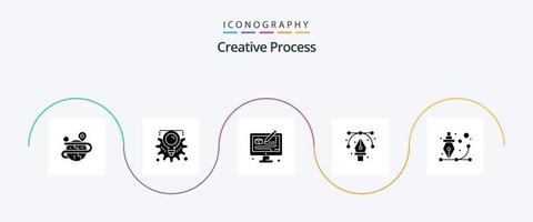 creativo processi glifo 5 icona imballare Compreso creativo. grafico. creativo. disegno. creativo vettore