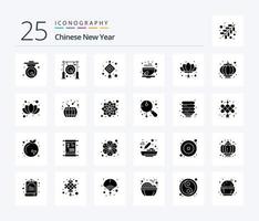 Cinese nuovo anno 25 solido glifo icona imballare Compreso nuovo. Cinese. luce. Cina. nuovo vettore