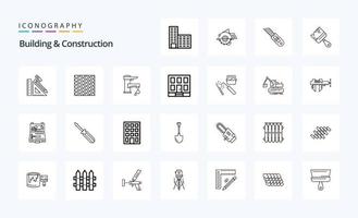 25 edificio e costruzione linea icona imballare vettore