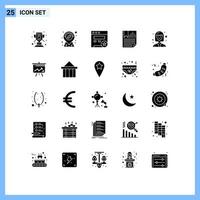 universale icona simboli gruppo di 25 moderno solido glifi di alunno avatar SEO rapporto pagina modificabile vettore design elementi