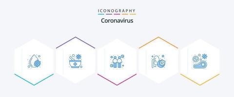 coronavirus 25 blu icona imballare Compreso carne. virus. coronavirus. polmoni. malattia vettore