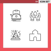 4 utente interfaccia linea imballare di moderno segni e simboli di tè celebrazione campeggio ambiente cappello modificabile vettore design elementi