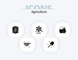 agricoltura glifo icona imballare 5 icona design. cibo. mulino a vento. Borsa. natura. agricoltura vettore