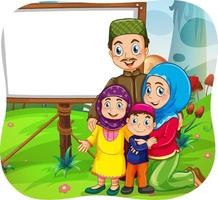 simpatico personaggio dei cartoni animati di famiglia musulmana vettore