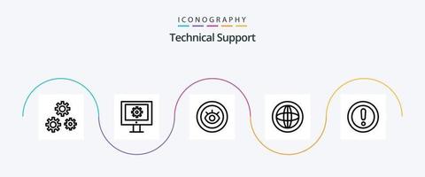 tecnico supporto linea 5 icona imballare Compreso di. aiuto. occhio. globale. centro vettore