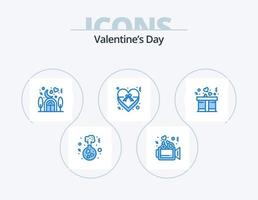 san valentino giorno blu icona imballare 5 icona design. amore. nastro. casa. amore. cuore vettore