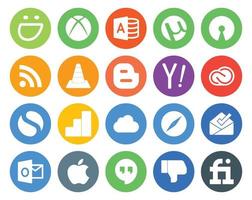 20 sociale media icona imballare Compreso icloud semplice giocatore adobe creativo nube vettore