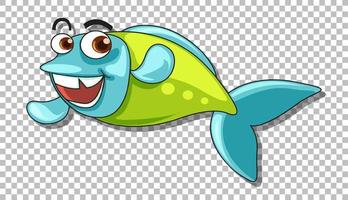 un personaggio dei cartoni animati di pesce isolato su sfondo trasparente vettore