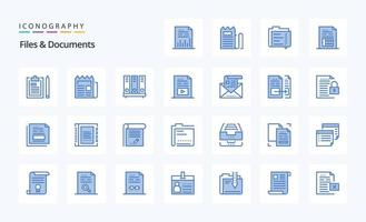 25 File e documenti blu icona imballare vettore