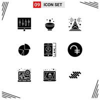 impostato di 9 moderno ui icone simboli segni per grafico Torre Diwali stazione antenna modificabile vettore design elementi