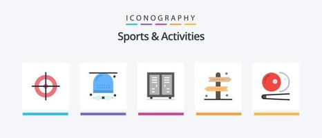 gli sport e attività piatto 5 icona imballare Compreso ricreazione. indicazioni. attività. Atletica. gioco. creativo icone design vettore