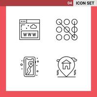 4 creativo icone moderno segni e simboli di comunicazioni carta geografica www sicurezza Posizione modificabile vettore design elementi