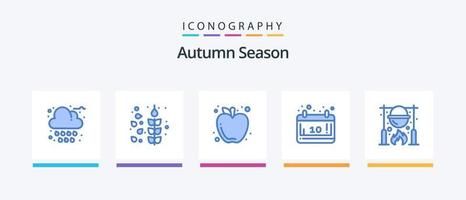 autunno blu 5 icona imballare Compreso picnic. autunno. autunno. stagione. calendario. creativo icone design vettore