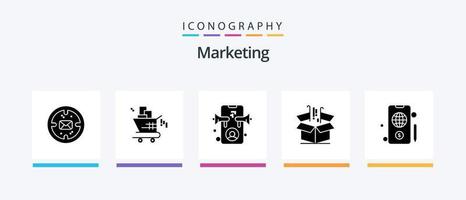 marketing glifo 5 icona imballare Compreso mobile. merce. anno Domini. finanza. scatola. creativo icone design vettore