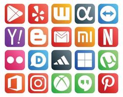 20 sociale media icona imballare Compreso delizioso disqu blogger flickr xiaomi vettore