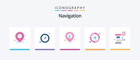 navigazione piatto 5 icona imballare Compreso gas stazione. navigazione. Posizione. direzione. Posizione. creativo icone design vettore