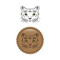 logo illustrazione con gatto, emblema design su bianca sfondo, illustrazione di carino gatto logo design. vettore