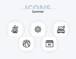 estate linea icona imballare 5 icona design. viaggio. Borsa. tempo atmosferico. estate. cono vettore