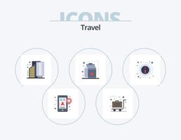 viaggio piatto icona imballare 5 icona design. particolari. prodotti. edifici. drogheria. infrastruttura vettore
