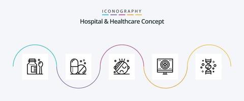 ospedale e assistenza sanitaria concetto linea 5 icona imballare Compreso . cromosoma. genoma vettore