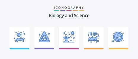 biologia blu 5 icona imballare Compreso molecola. ricerca. diretto. topo. formazione scolastica. creativo icone design vettore