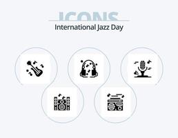 internazionale jazz giorno glifo icona imballare 5 icona design. . musica . Audio. cuffie . musica vettore