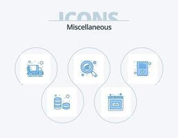 miscellaneo blu icona imballare 5 icona design. fattura. ricerca. consegna. scansione. grafico vettore