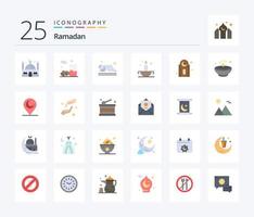 Ramadan 25 piatto colore icona imballare Compreso moschea. Islam. Islam. antico. Ramadan vettore