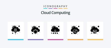 nube calcolo glifo 5 icona imballare Compreso tecnologia. nube. Condividere. attività. creativo icone design vettore
