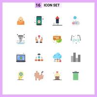 universale icona simboli gruppo di 16 moderno piatto colori di in linea Internet fermare gioco vacanza modificabile imballare di creativo vettore design elementi