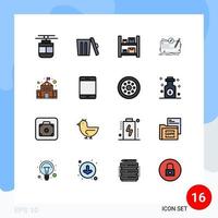16 creativo icone moderno segni e simboli di ruolo missione spazzatura carta geografica magazzino modificabile creativo vettore design elementi