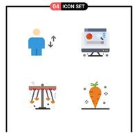 4 piatto icona concetto per siti web mobile e applicazioni avatar swing umano digitale playland modificabile vettore design elementi