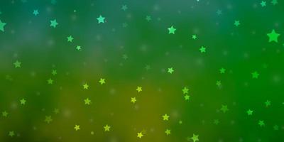 layout vettoriale verde chiaro con stelle luminose.