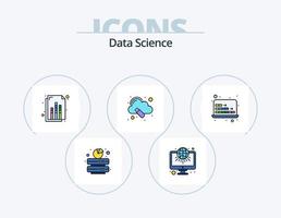 dati scienza linea pieno icona imballare 5 icona design. libro. processore. Collegare. microchip. ragnatela vettore