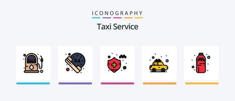 Taxi servizio linea pieno 5 icona imballare Compreso . chiamata. ordine. ore. ufficio. creativo icone design vettore
