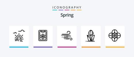 primavera linea 5 icona imballare Compreso foglia. primavera. sole. fiore. semi. creativo icone design vettore