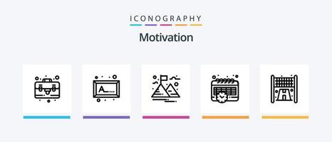 motivazione linea 5 icona imballare Compreso asta. pesca. foglia. immagine. telaio. creativo icone design vettore