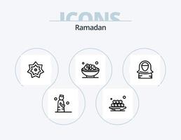 Ramadan linea icona imballare 5 icona design. pregare. Ramadan. dua. mese. Islam vettore